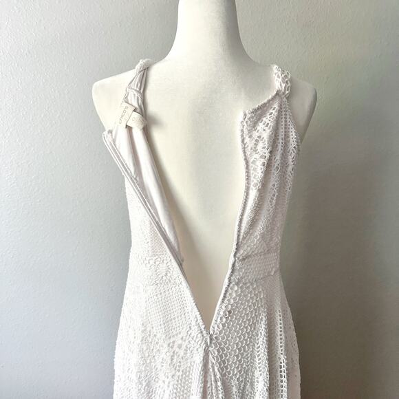 Chico’s Sz 0 White Eyelet Lace Handkerchief Hem Halter Dress Women’s Size Small - Picture 7 of 13